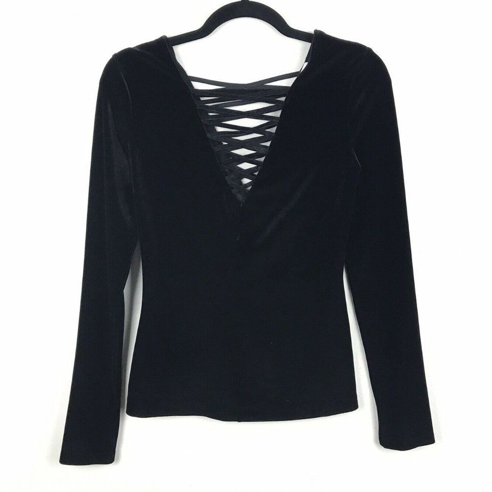 Bailey 44 Velvet Long Sleeve Lace V Neck Blouse S